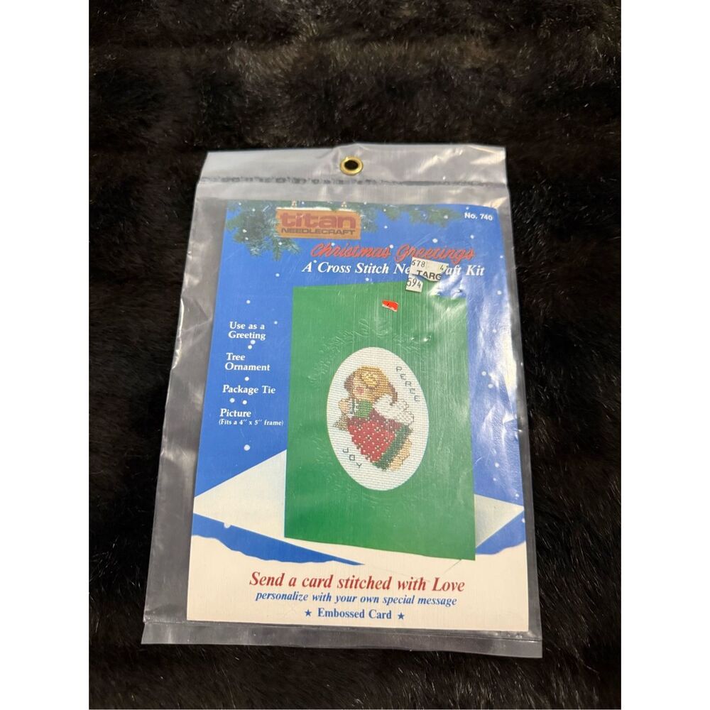 Titan Needlecraft Christmas Angel Cross Stitch Embossed Greeting Card Kit 740